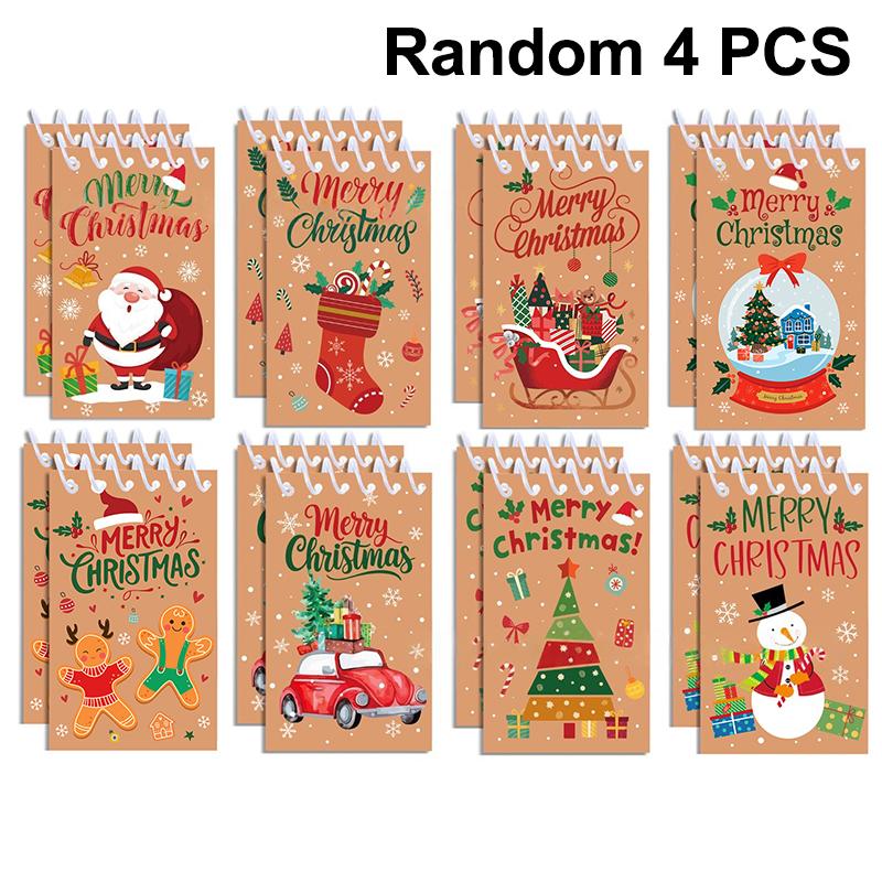 

Набор карманных блокнотов 4/8/16 шт. - Спиральные мини-блокноты для заметок, на рождественскую тематику, идеально подходят для школы и вечеринок