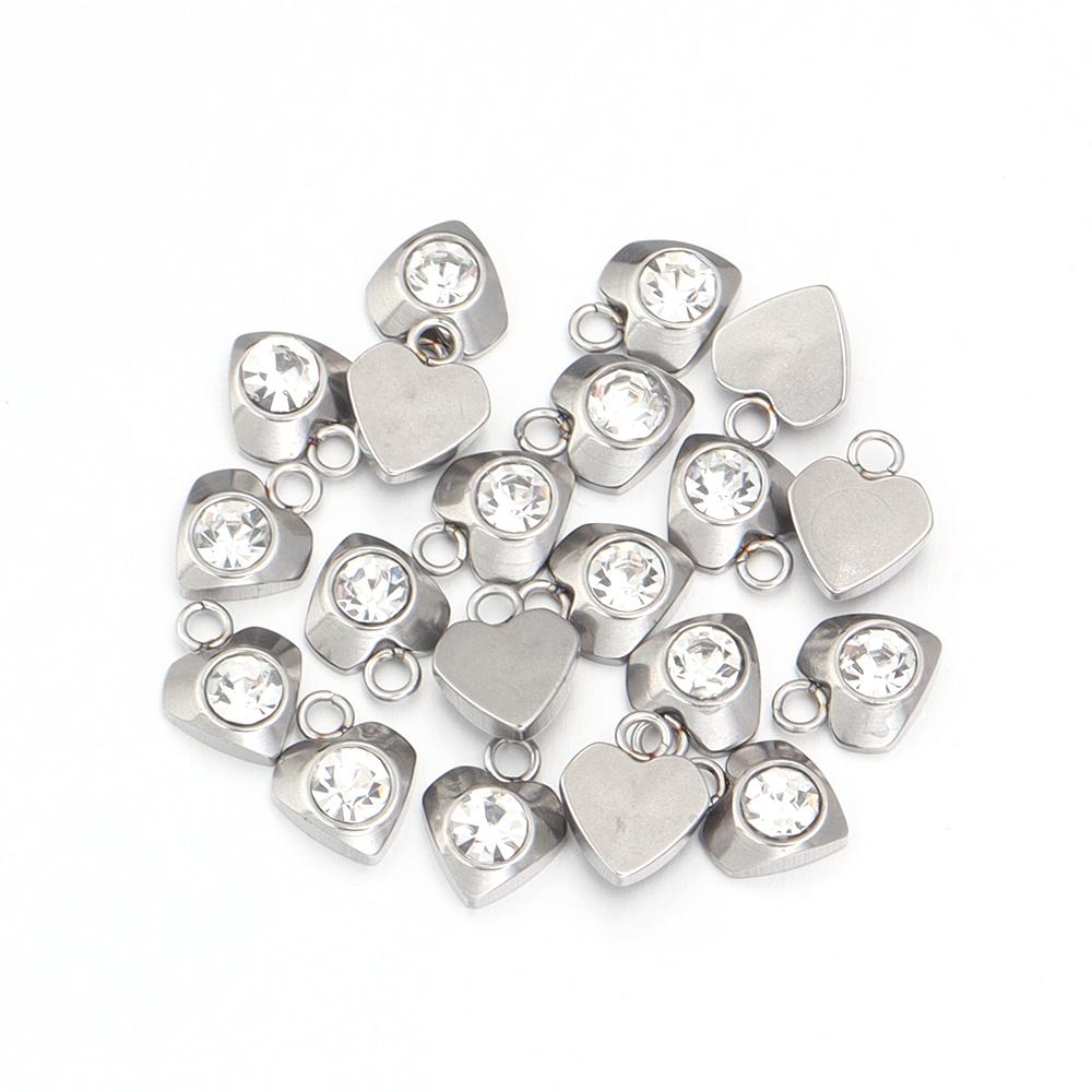 5-10pcs Stainless Steel Heart Star Charms Gold Silver Color Zircon Pendants for DIY Necklace Bracelet Jewelry Making Accessories