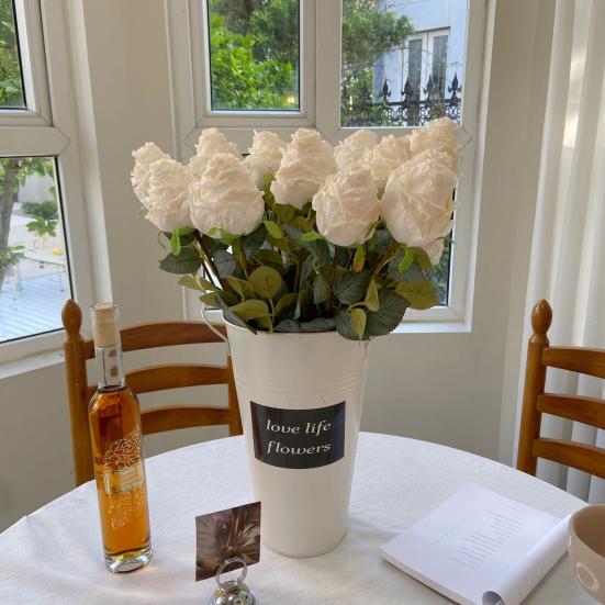 Artificial Roses Realistic Faux Flowers with Bendable Stems Fake Roses In Bulk for Home Vase Wedding Centerpiece Party Decor