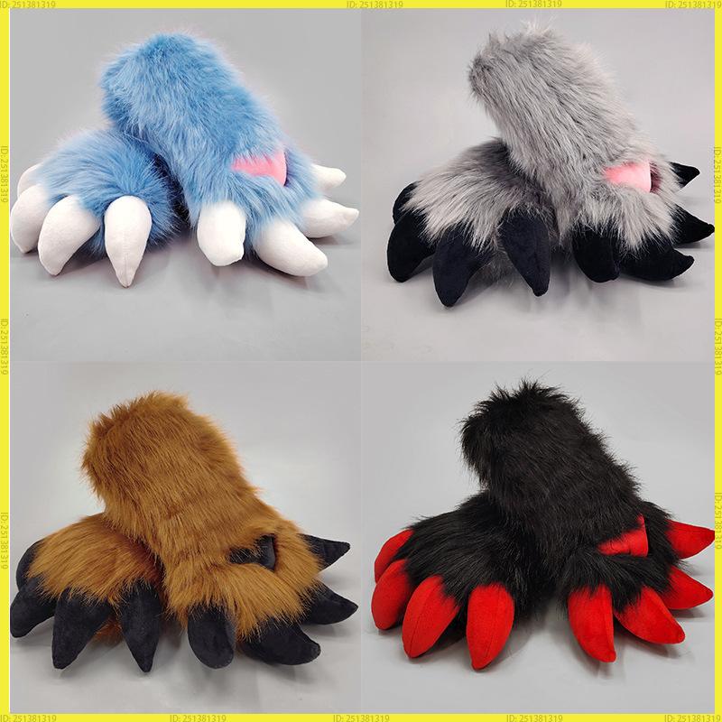 Handmade Fursuit Dragon Claw Gloves Soft Plush Furry Material Cartoon Animal Paw Props For Anime Exhibition Cosplay Lovely Cute