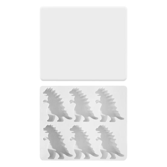 Dinosaur Ice Cube Mold Easy Fill Release 6 Cavity Gojira Ice Tray Freezer Safe Ice Maker for Summer Drinks Cocktail Party