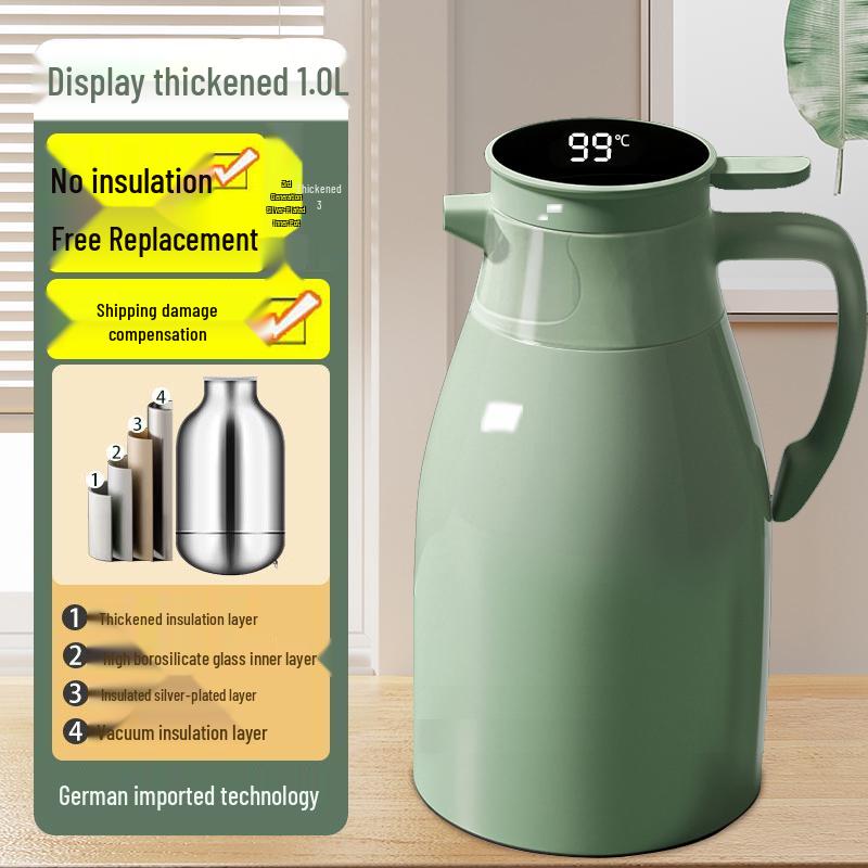 

Large Capacity 2L Insulated Thermos with Glass Liner - Perfect for Hot Water and Household Use