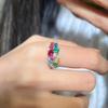 Colored Gemstone Ring Women's Design Niche Light Luxury Exquisite Elegant Colored Treasure Opening Adjustable Hand Jewelry 2026