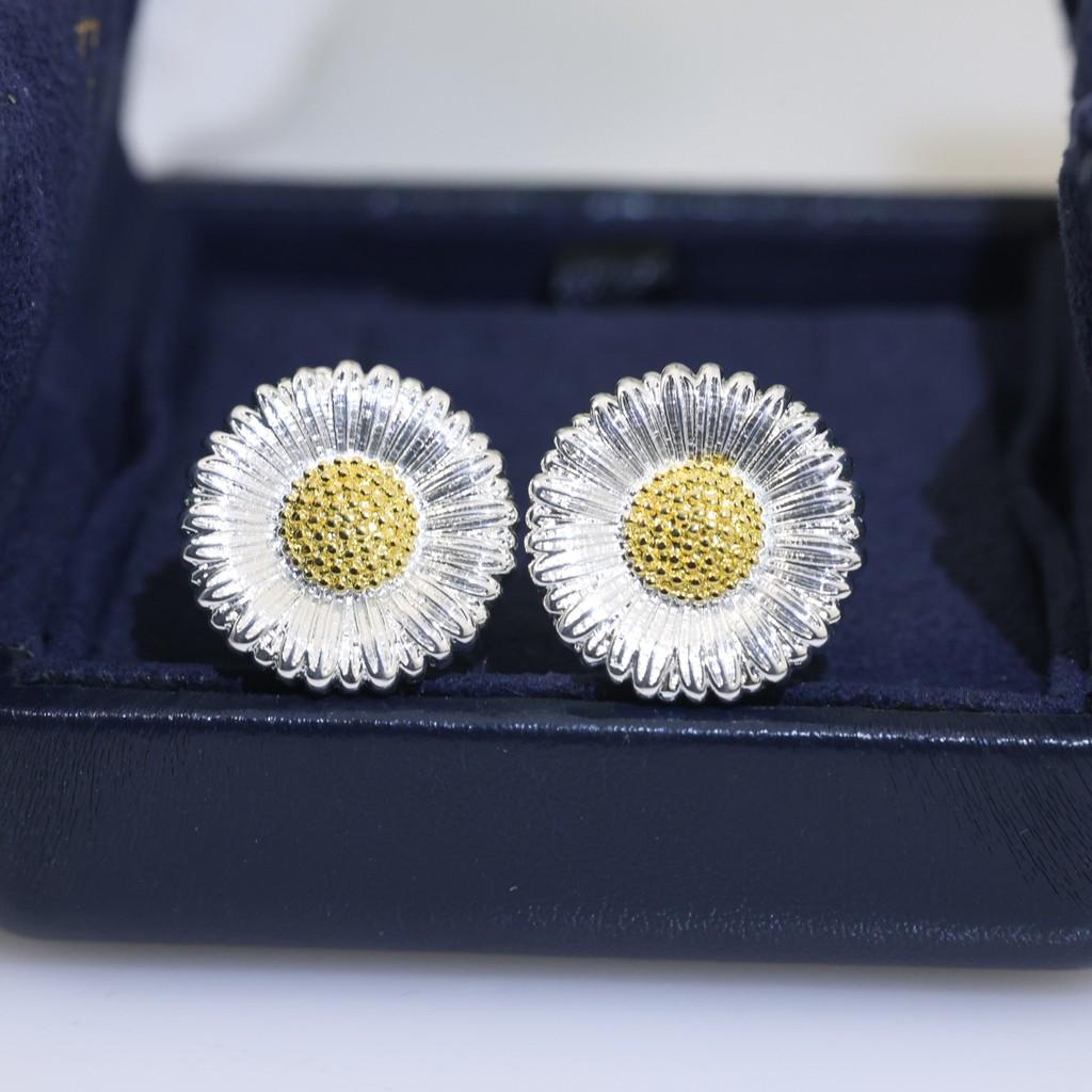 

Daisy earrings Italian high-end jewelry brand retro palace style Earring with aurous 18k thick gold color separation electroplating