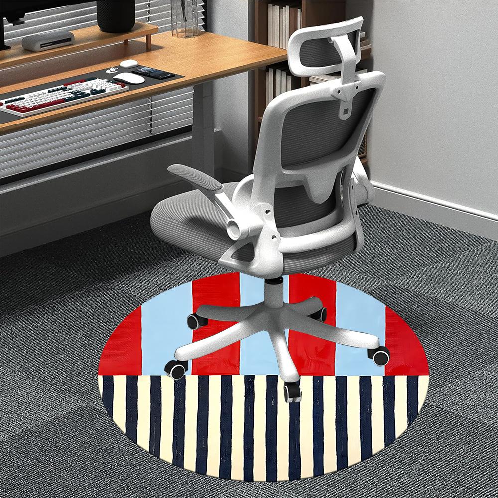 

1pc Nautical Stripes Office Round Area Rug, Indoor Mat Suitable ForOffice, Under Office Chairs Bedroom Living Room Home Decor, Room Decot217 80cm by 80cm