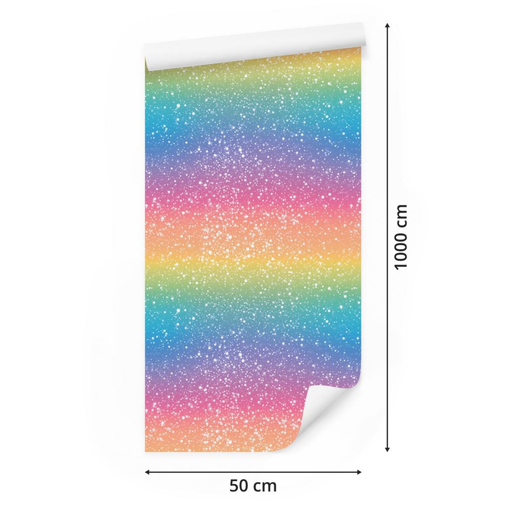 Blue, peach and powder pink glitter wallpaper 50x1000