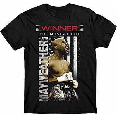 Maglietta da Uomo in Cotone a Colore Unico Mayweather Floyd Vincitore The Money Fight
