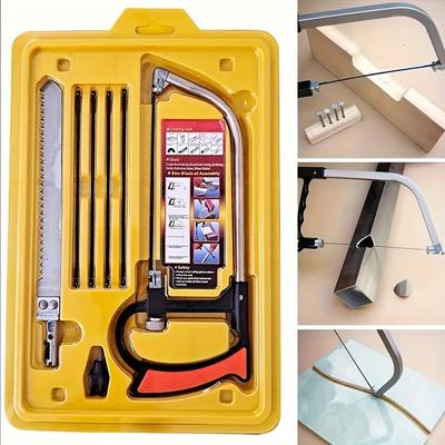 7pcs Mini Hacksaw Set - Versatile Hand Saw for Wood, Metal, and Crafts with Precision Blade and Center Punch, Includes Interchangeable Saws
