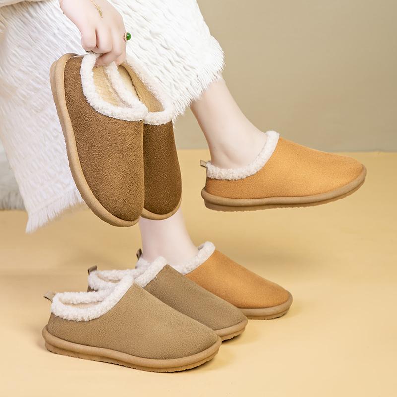 Birkenstock cotton slippers autumn and winter new retro flat-bottomed velvet warm bag head fluffy cotton slippers