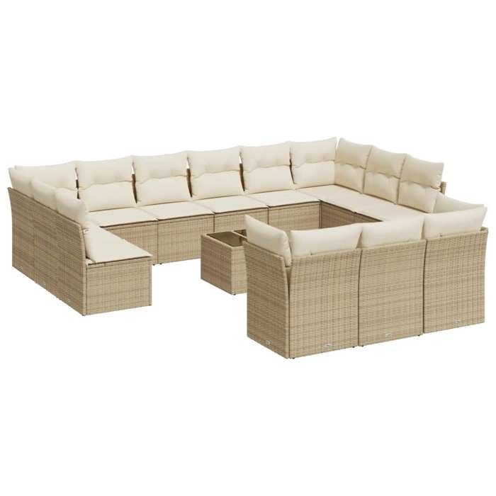 VidaXL Salon de jardin avec coussins 14 pcs beige résine tressée 3218458