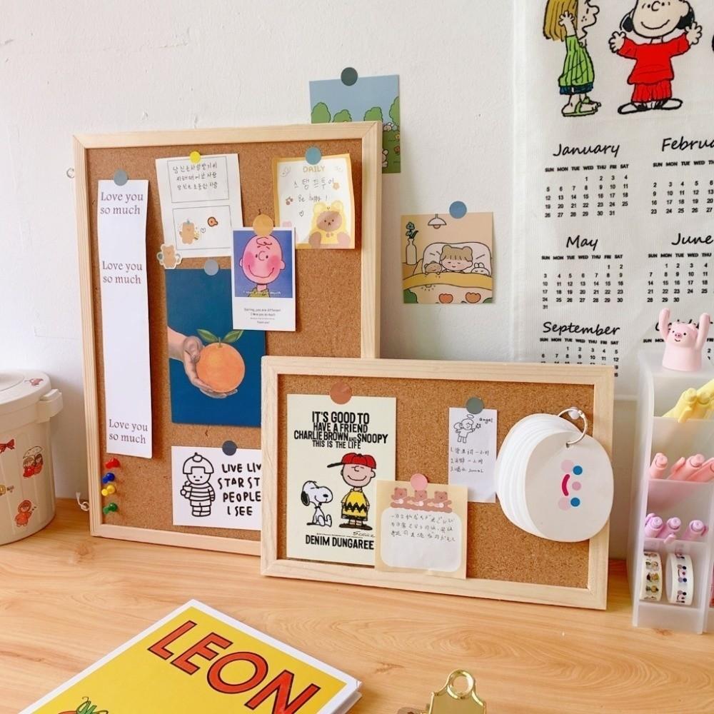 Wooden Frame DIY Cork Display Panel Wood Decorative Cork Board Hanging Soft Photo Background