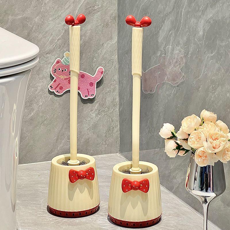 

Bow Household Toilet Brush Long Handle Base Dead Corner Set Toilet Brush Bathroom Cleaning Wall Mounted Artifact 1