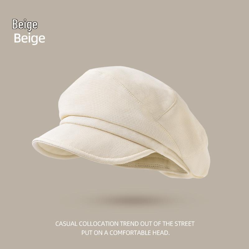 Béret Gavroche Noir Huit Pans pour Femme Printemps/Automne 2025, Style Peintre Visage Fin.