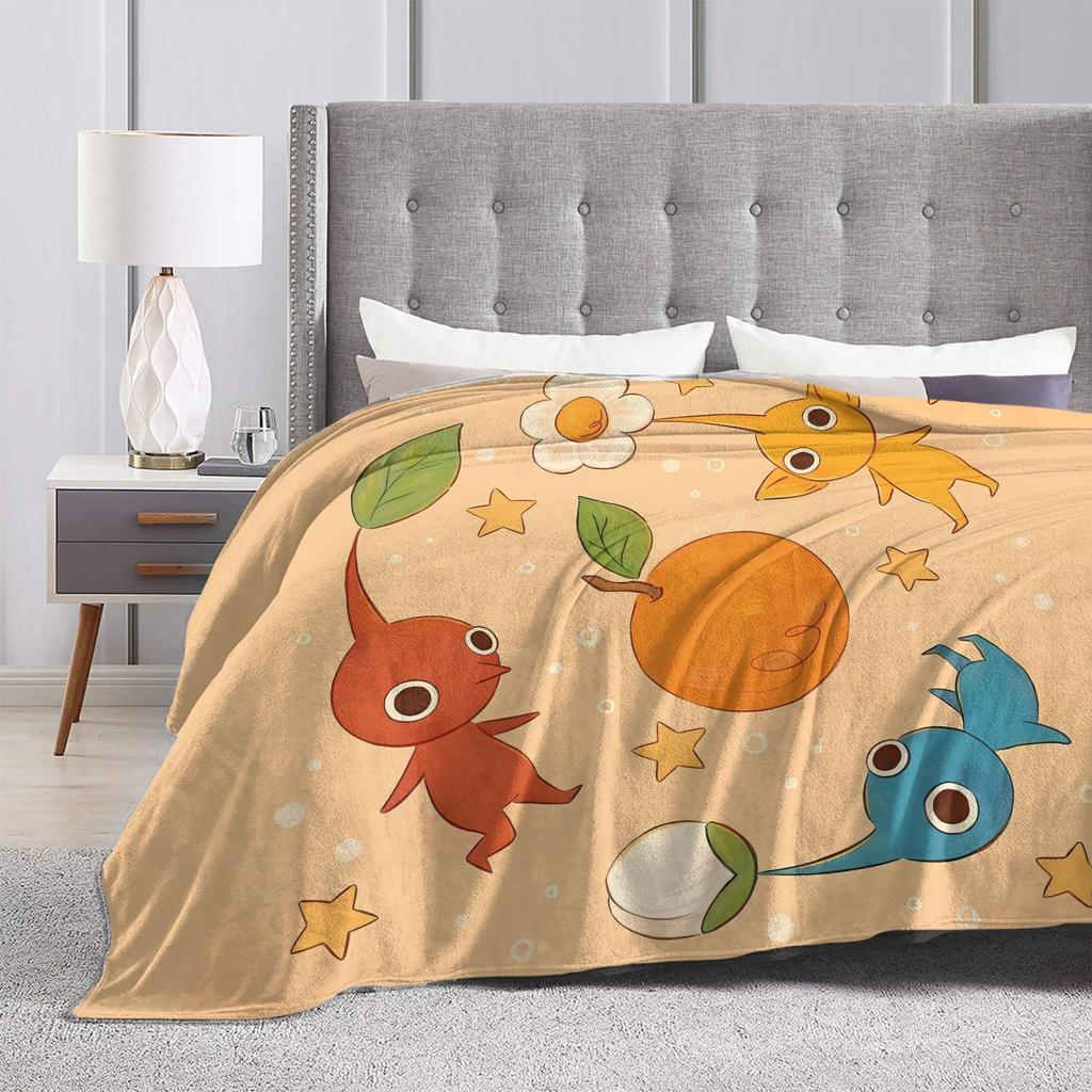 Little Pikmin Plush Blanket Students Game Flannel Throw Blanket For Couch Chair Sofa Bed Soft Warm Custom Quality Bedspread Gift