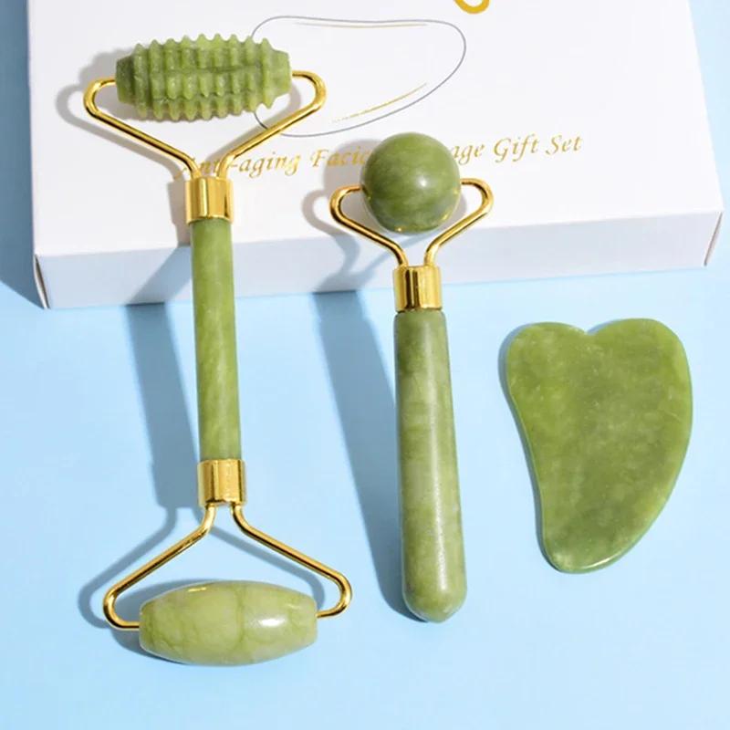 1set Natural Face Gua Sha Stone Massager for Body Neck Eye Care Spa Skin Lifting Beauty Massage Tools