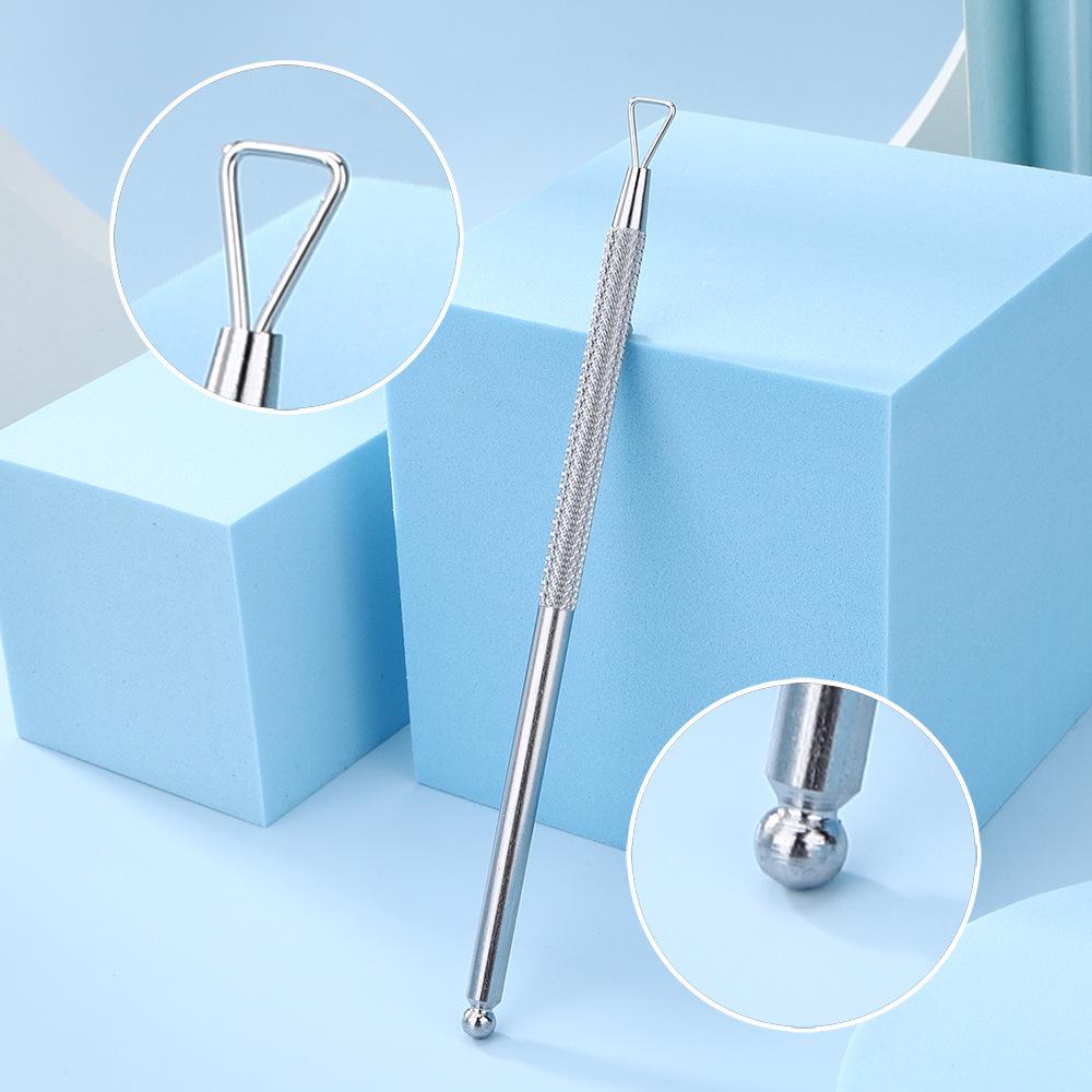 Stainless Steel Manicure & Pedicure Tool Set: Pusher, Blackhead Needle, Nail Cleaner & File