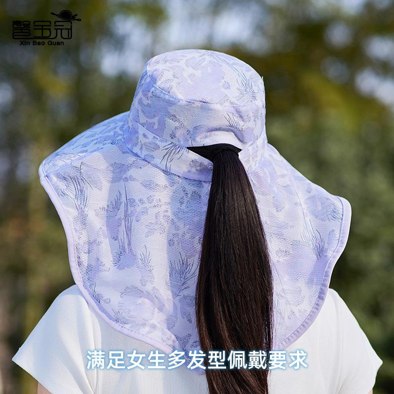 Summer Outdoor Cycling Visor Children Large Brim Shawl Neck Protector Sunscreen Hat Flower Cloth Mask Face Bucket Hat