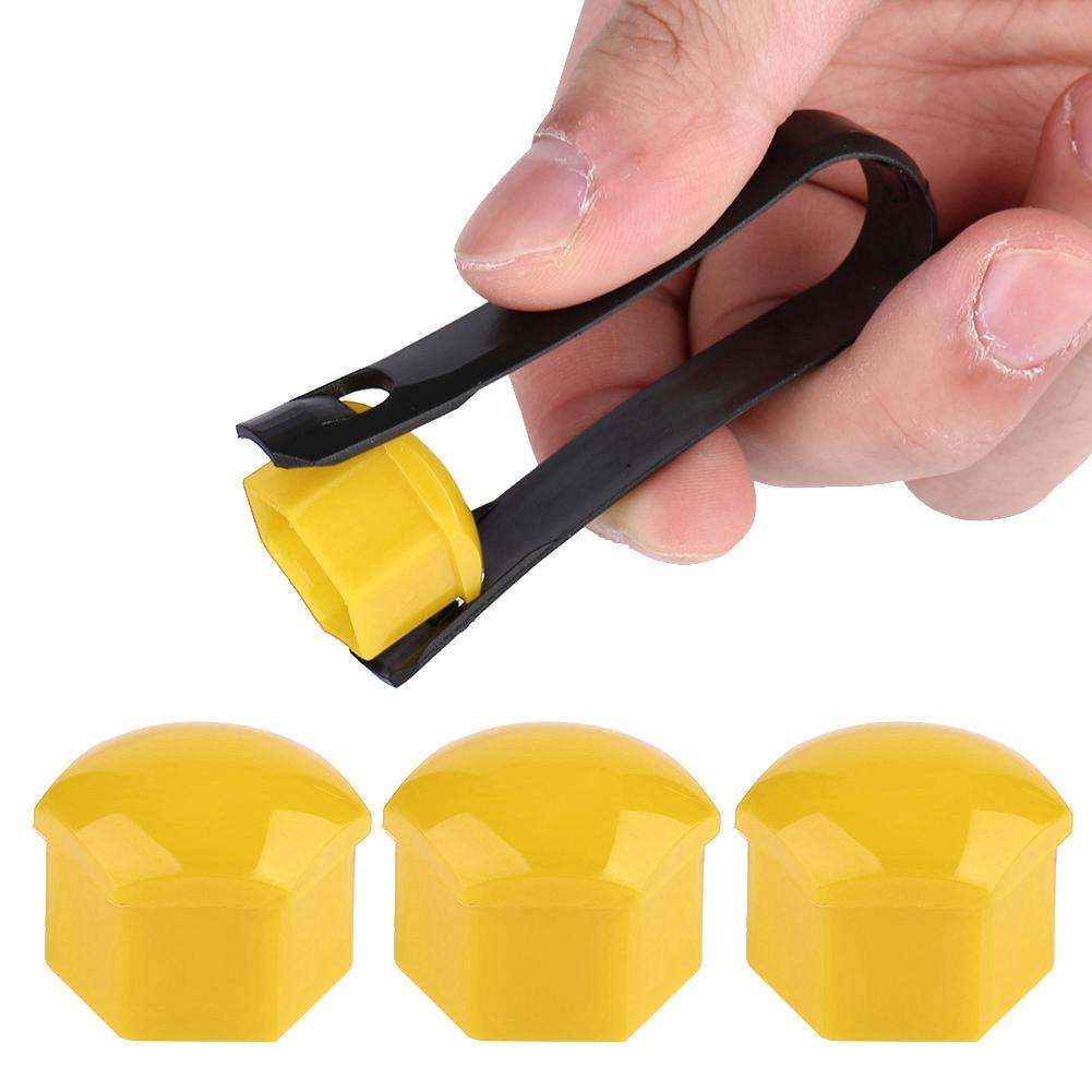 20pcs 17mm Nut Car Wheel Auto Hub Screw Protection Anti Theft Cover Cap Yellow