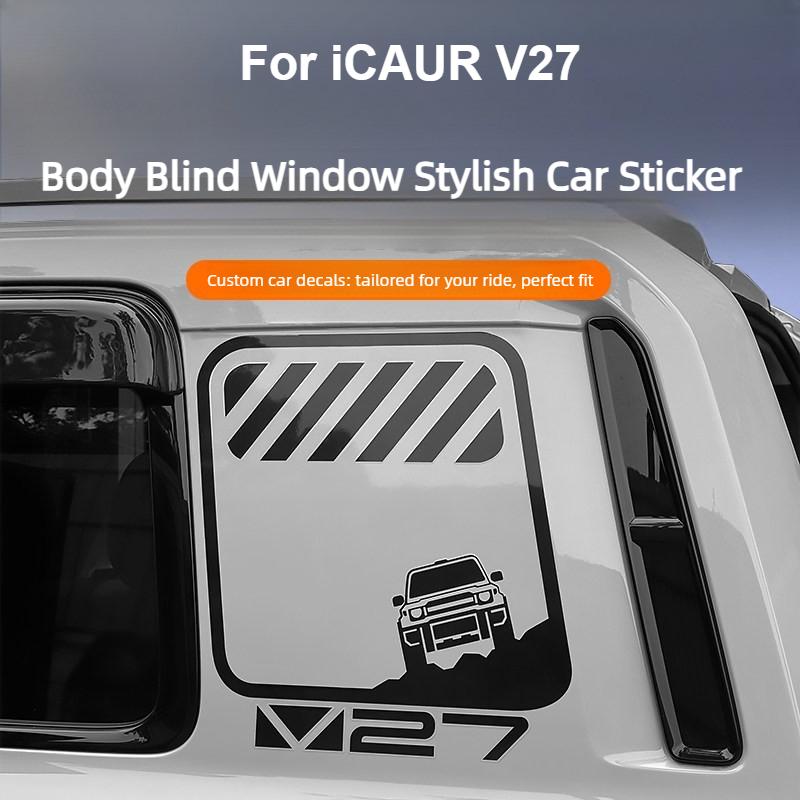 For Chery ICAUR V27 Car Perforated One Way Vision Quarter Window Decal D-pillar Decal Car Body Blind Window Position Sticker