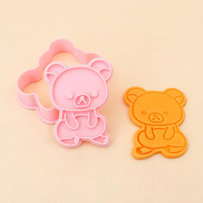 Cartoon Bear Cookie Cutter Set Relaxing Bear Cake Decorating Mold Baking Tools Home Kitchen Accessories for DIY Biscuit Pastry