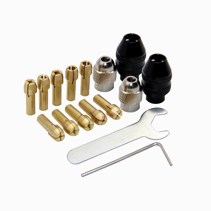 

16pc drill chuck nut set 0.5-3.2mm mini brass chuck silver/black nut electric grinding tool accessories