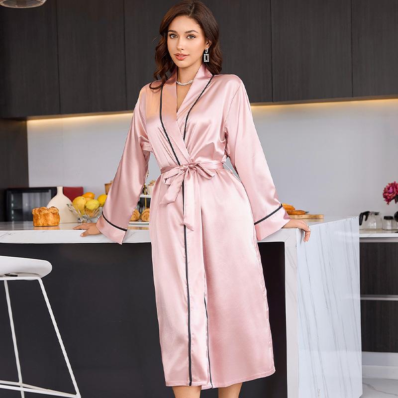Neue sexy Damenpyjamas, lange Bademäntel, Hausbekleidung, lässige und modische Schnürbademäntel