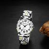 Women's Chrysanthemum Floral Print Watch, Waterproof: Analog Display, One Size Fits Most, Stretchable Stainless Steel Strap, Floral Dial, Cute and
