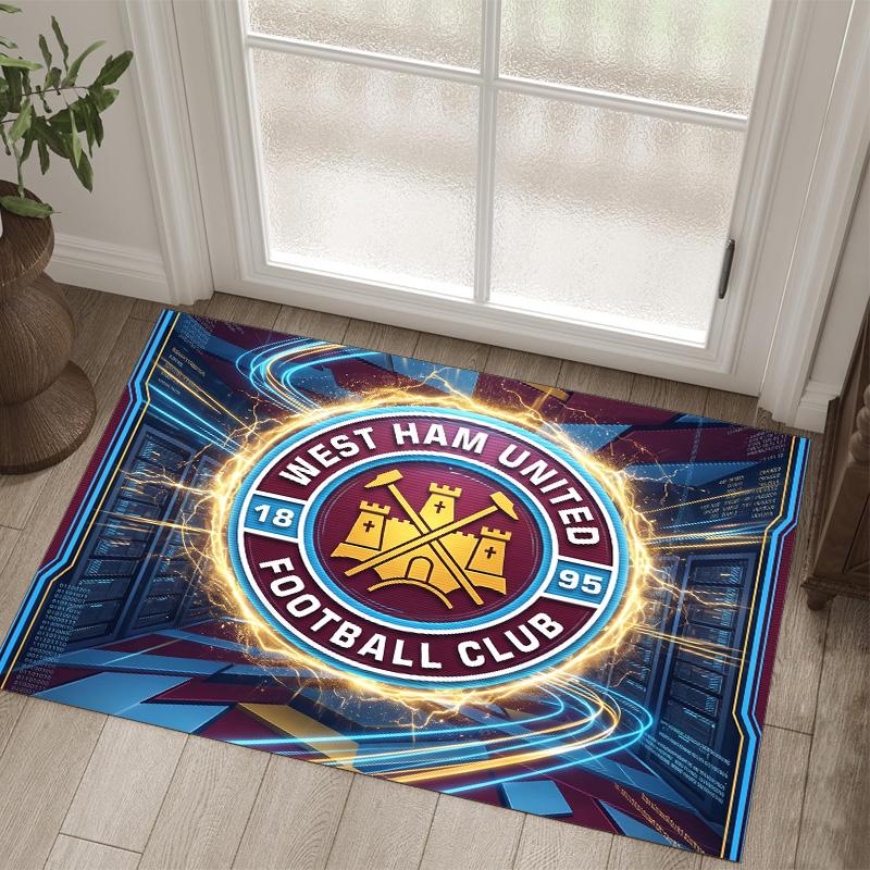 West Ham United Football Design Crystal Velvet Carpet Cozy Non?Slip Printed Rug For Bedroom Living Room Entrance