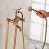 Antique Wall /Floor Mounted Bathtub Shower Faucet Dual Handles Free Standing Swivel Spout Faucet Bathtub Hot Cold Mixer Tap 6050