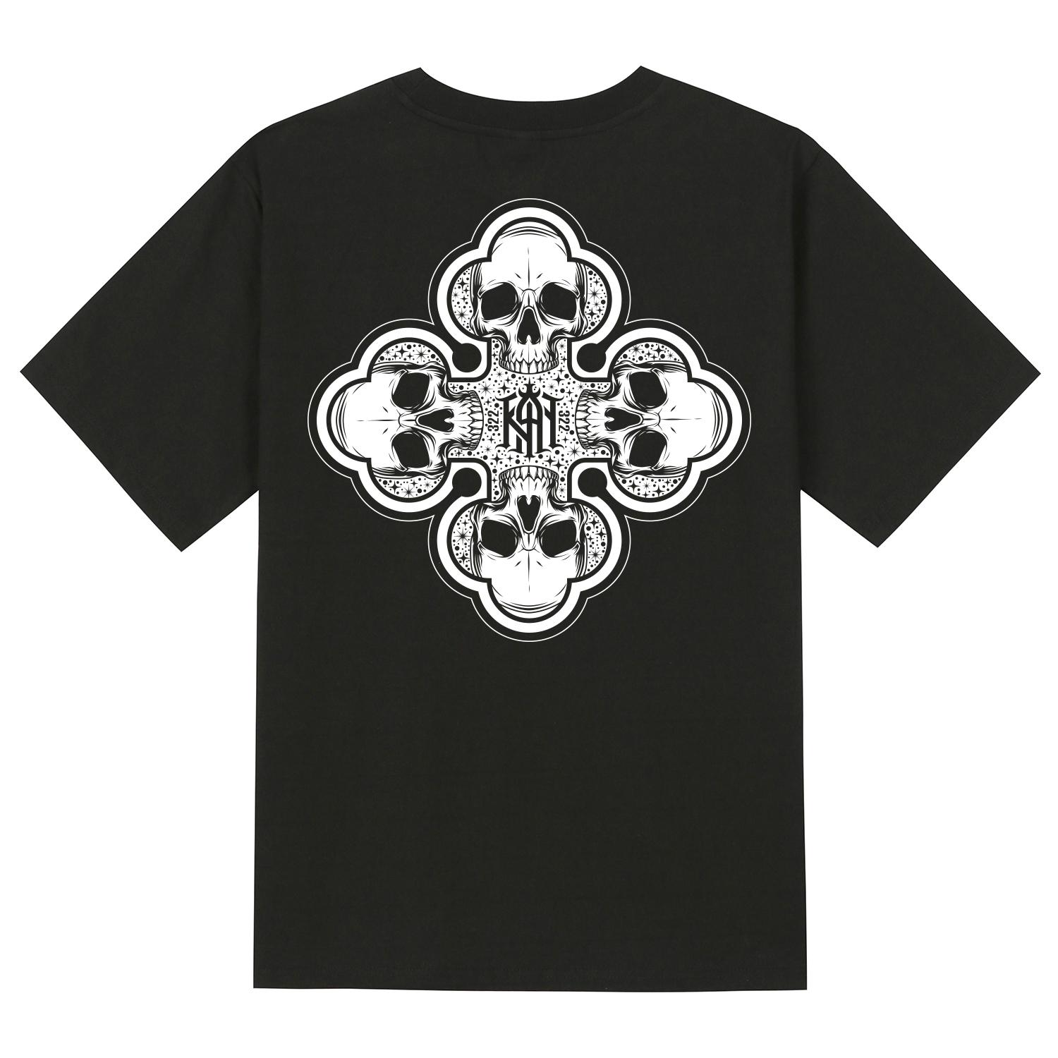 Khan 6312 Ktb0127 Skull Gang 322 Short Sleeve T-Shirt - Black Black/L