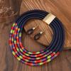 African Jewelry Set for Women Necklace Earrings Multi-layer Woven Choker Bridal Wedding Accessories