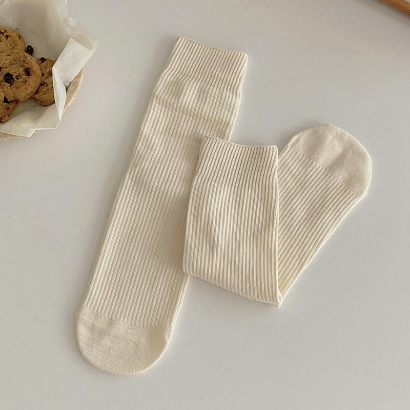 Stacked socks women's autumn and winter solid color mid-tube cotton socks Korean version ins trendy simple and versatile stockings