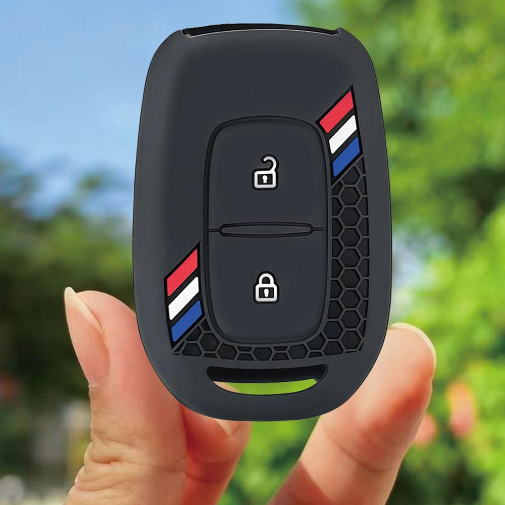 

Keychain Silicone Car Remote Key Shell Case For Renault Duster Sandero Logan Clio Captur Laguna Scenic 2015 2016 fob 2 Buttons