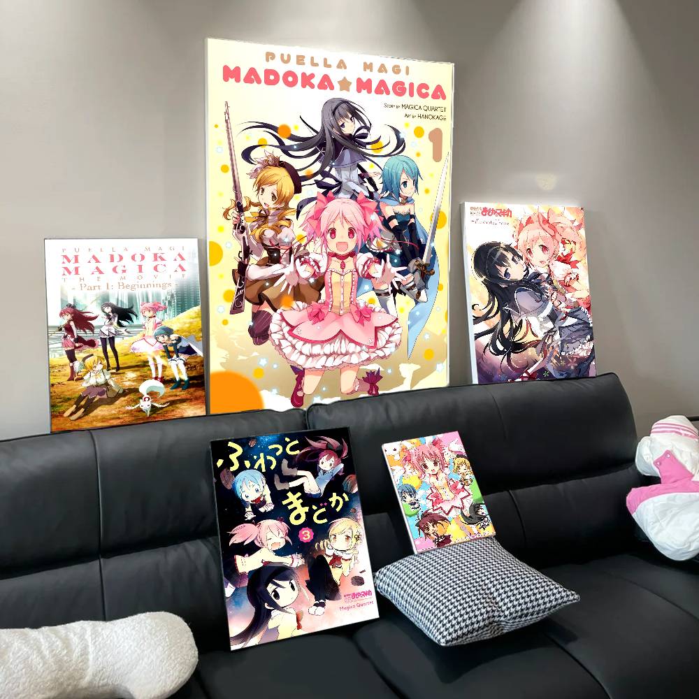 Anime P-Puella Magi Madoka Magica Girl Vintage Posters Sticky Retro Kraft Paper Sticker DIY Room Bar Cafe Kawaii Room Decor