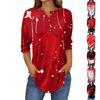Women's Fashion Loose Button Collar Halloween Print Long Sleeve T-Shirt Top Pullover