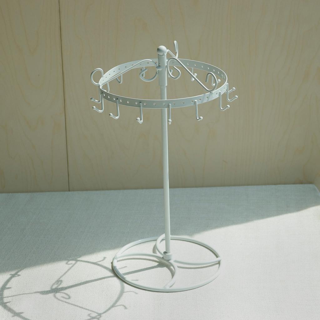 Rotating Jewelry Display Stand Round Metal Necklace Organizer For Hanging Earrings Rings Bracelets Watches Accessories