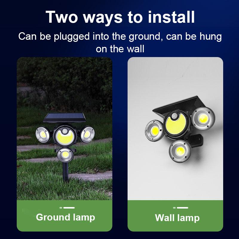 Multi-functional Solar Lamp Powerful 104 COB Ground Lamp Smart Sensor Wall Lamp Adjustable Light Waterproof Lantern