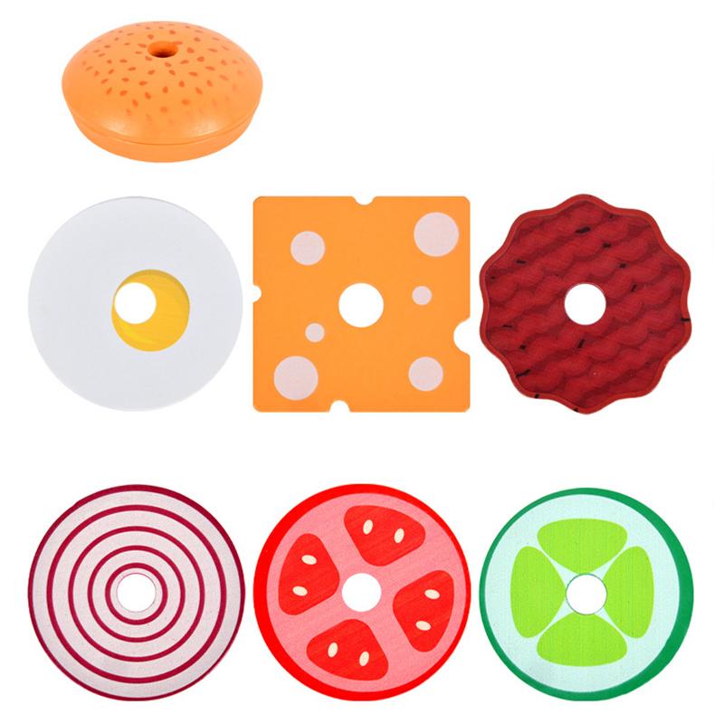 DIY Pretend Play Toys Simulation Hamburger Shape Color Pairing Puzzle Kitchen Food Play House Early Education Toys For Children