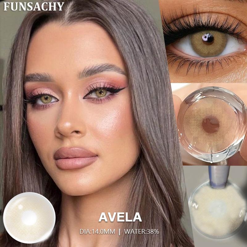 FUNSACHY 1 Pair Natural Brown Contact Lenses for Eyes Beautiful Pupils for Makeup Cosmetics Brown Color Lenses Gray Softlens