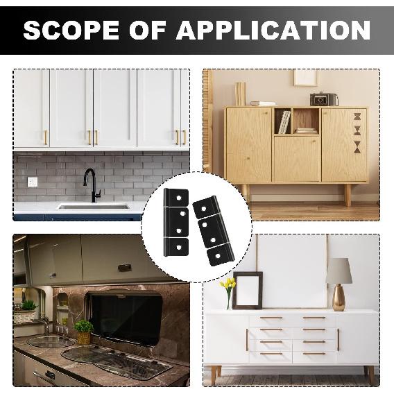 Three Leaf Non-Mortised Hinge with Screws for Mobile Home & RV Interior Furniture Windows Cupboard Etc- Black 10 Pack