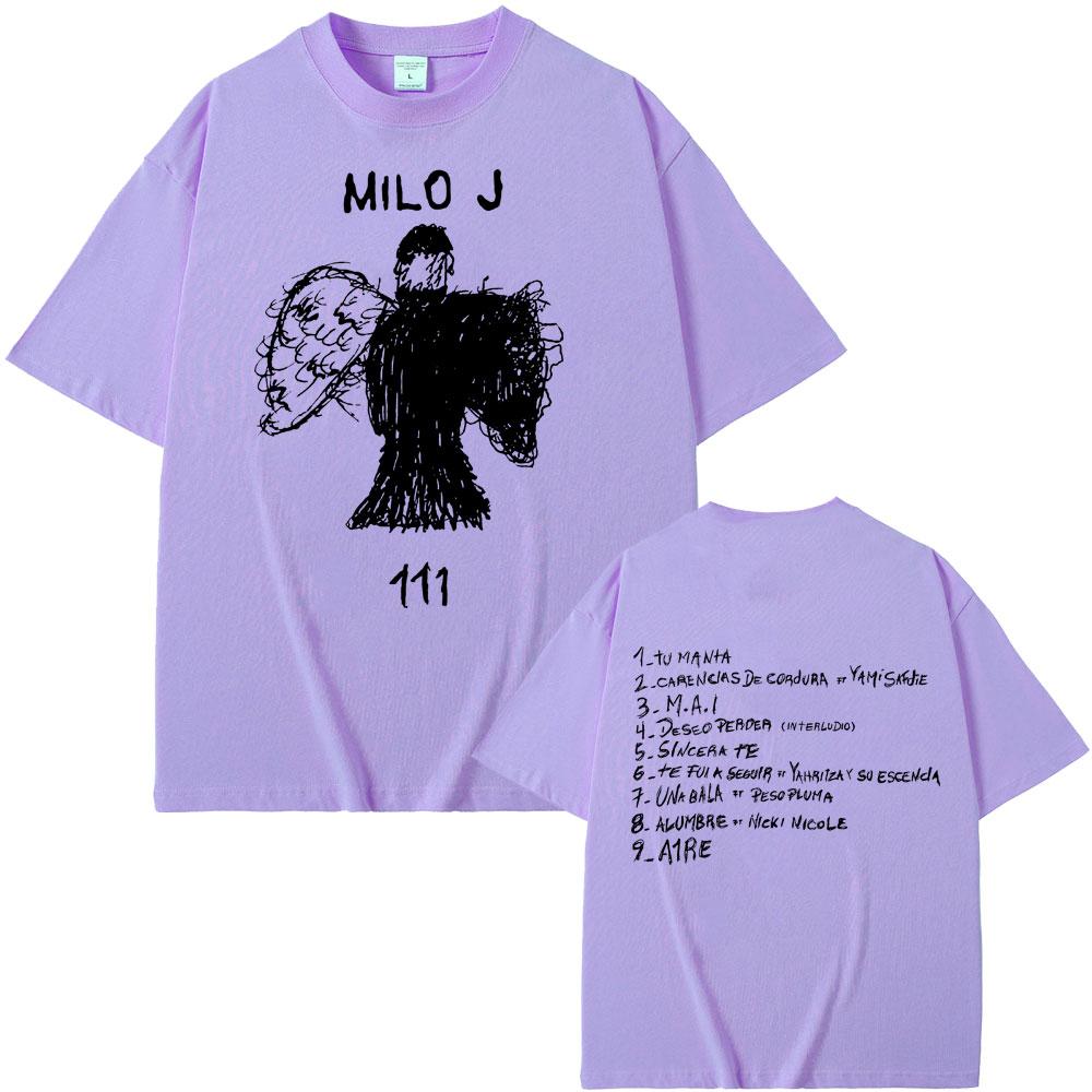 Rapper Milo J 111 Album Double Sided Print T Shirt Men Hip Hop Fashion Tshirt Male Rap Oversized T-shirt Men's Cotton T-shirts