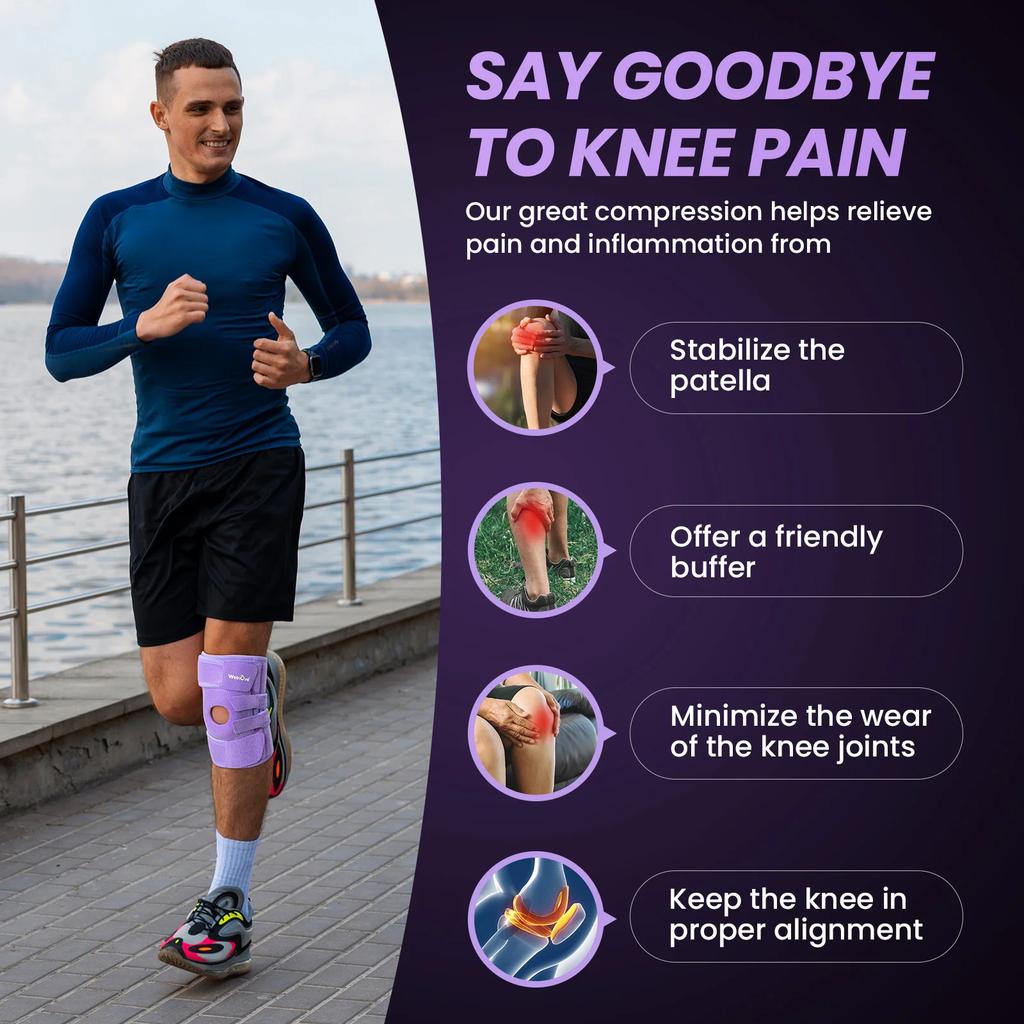 Adjustable Knee Brace With Side Stabilizers Patella Gel Pad For Running Cycling Climbing Support