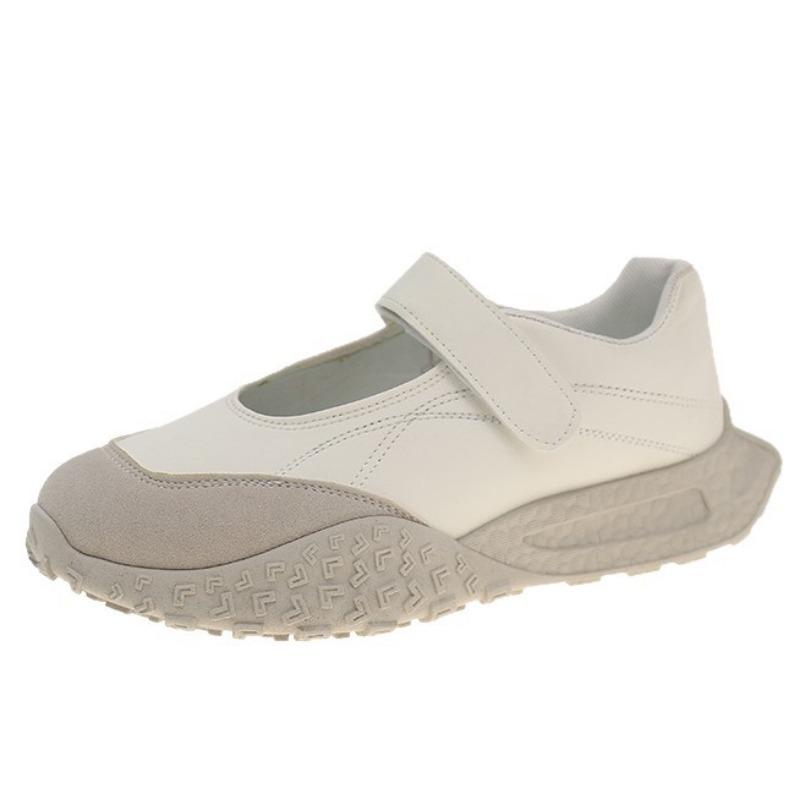 Summer New Velcro Breathable Versatile Casual Board Shoes Shallow Mouth Single Shoes Daily Temperament Mary Jane Shoes Women