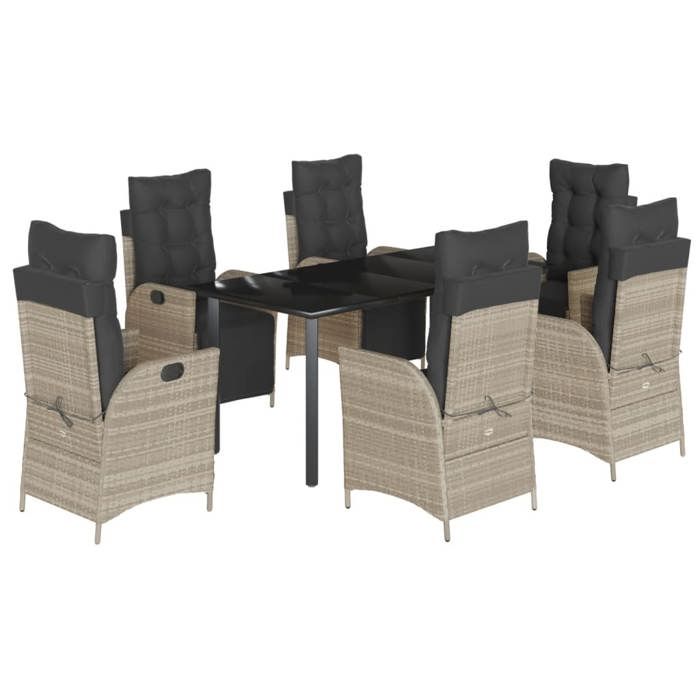 VidaXL 7-Piece Garden Dining Set with Cushions, Table and Chairs with Adjustable Backrest, Outdoor Furniture, 3213473