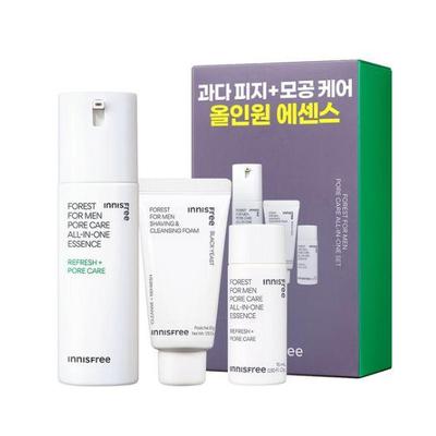 Forest For Men Vše v jednom Esence pro péči o póry Sada Hydratační péče a péče o kožní bariéru pro muže 100 ml + 15 ml s Pěnou na holení a čištění