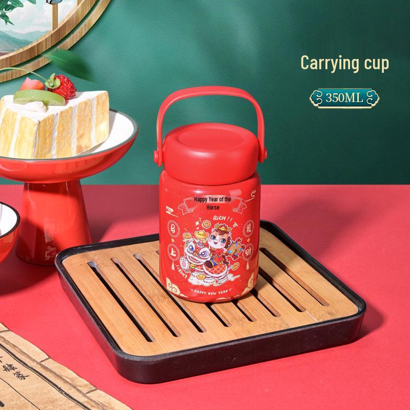 Golden Horse Blessings Water Cup - Insulated Souvenir for New Year, Auspicious Year of the Horse Gift, Customizable