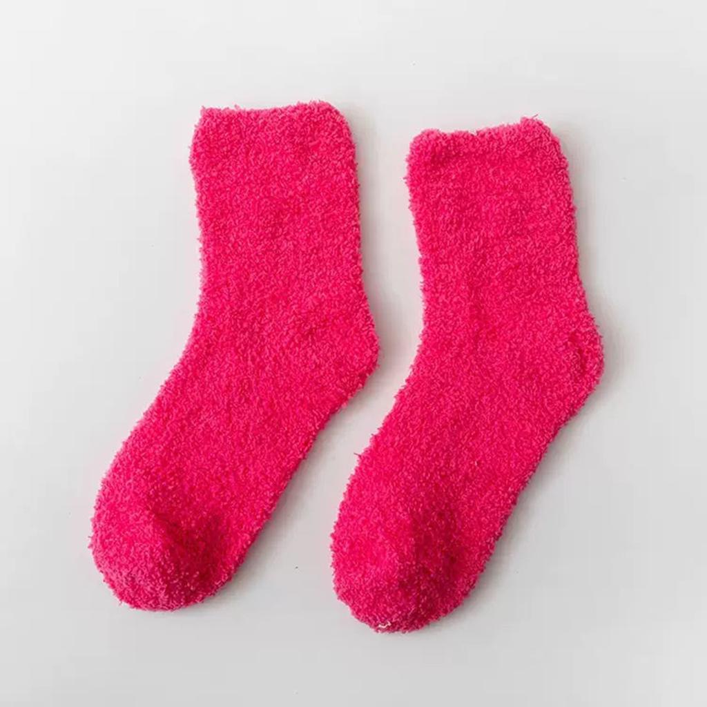 Ladies' Warm Plush Socks, Floor Socks, Candy Colored Medium Socks