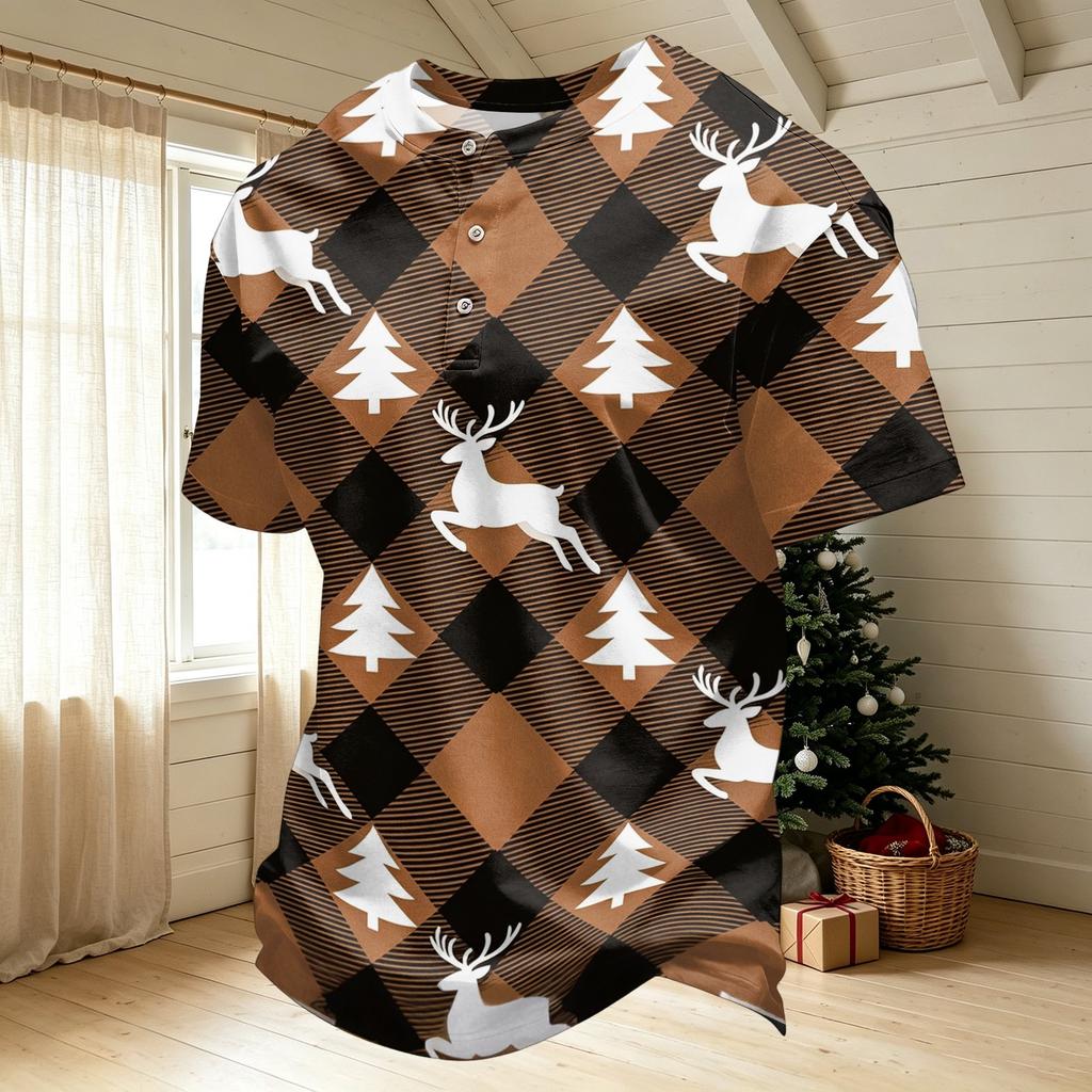 Men's Quick Dry Short Sleeve Round Neck T-Shirt with Christmas Print