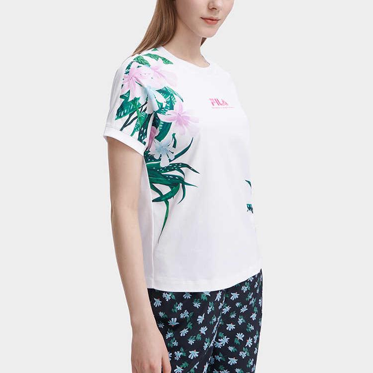 Fila Round Neck Printed Comfortable Short Sleeve Regular T-Shirt Women Tops F61W428104AZA