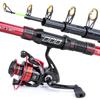 2.7m Telescopic Fiberglass Fishing Rod Set: Includes Black/Red Lure Rod, Pliers & Gloves.